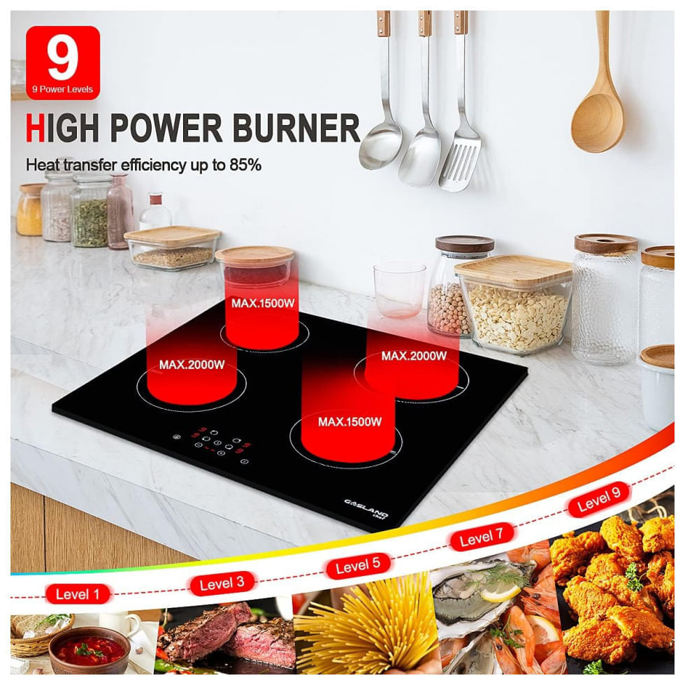 Induction Cooktop 12 Inch, GASLAND Chef IH30BF 2 Burners Electric Induction Cooktop, Built in Induction Stovetop, 9 Power Levels, Sensor Touch 110v
