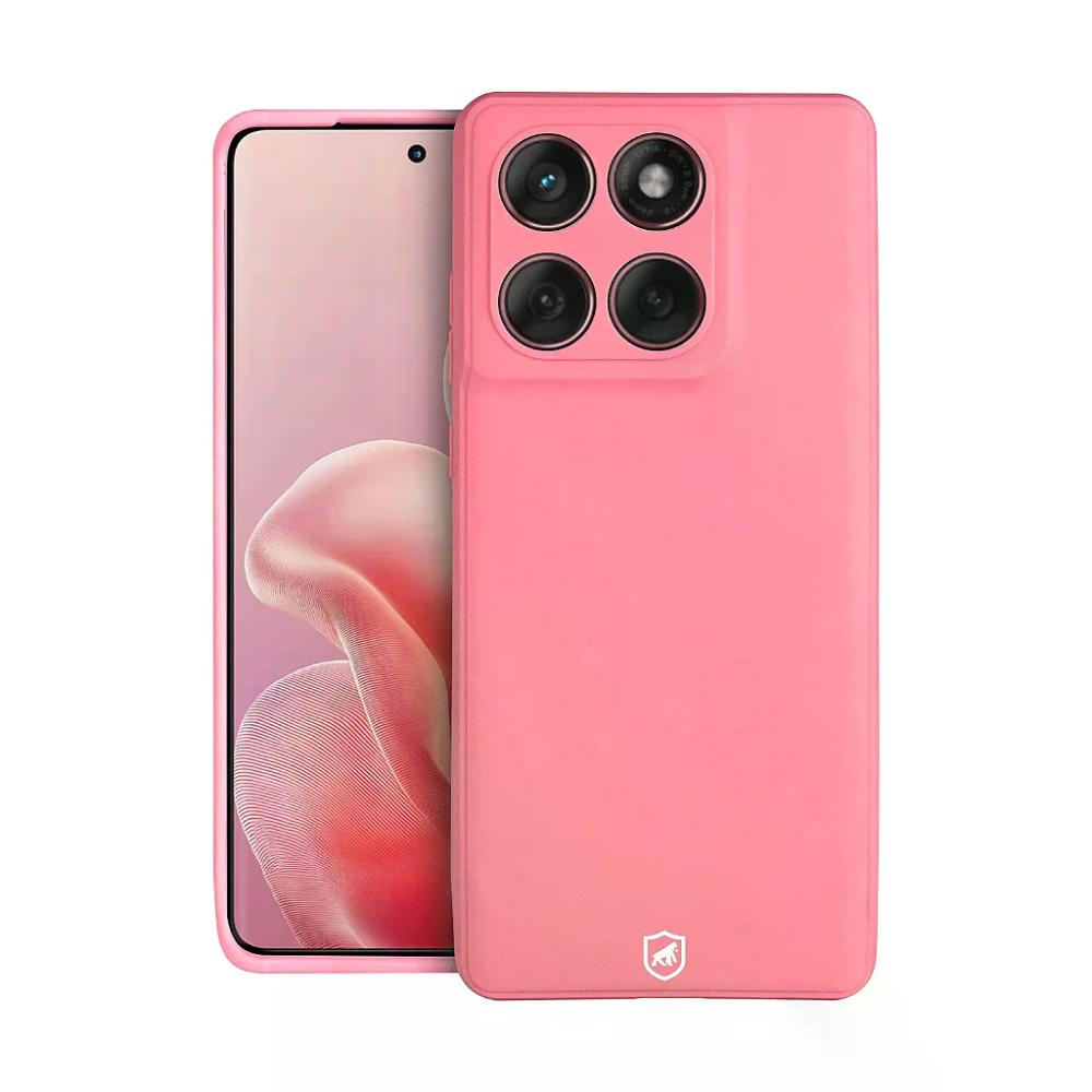 Kit Capa Silicon Veloz para Moto Edge 60 + Cordão Rosa