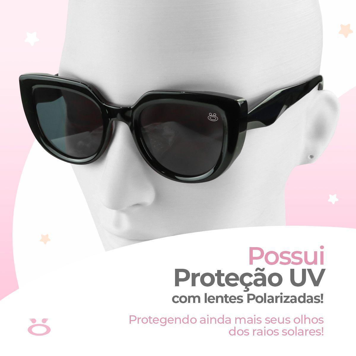 Óculos Sol Feminino Acetato Gatinho Vintage Proteção Uv +