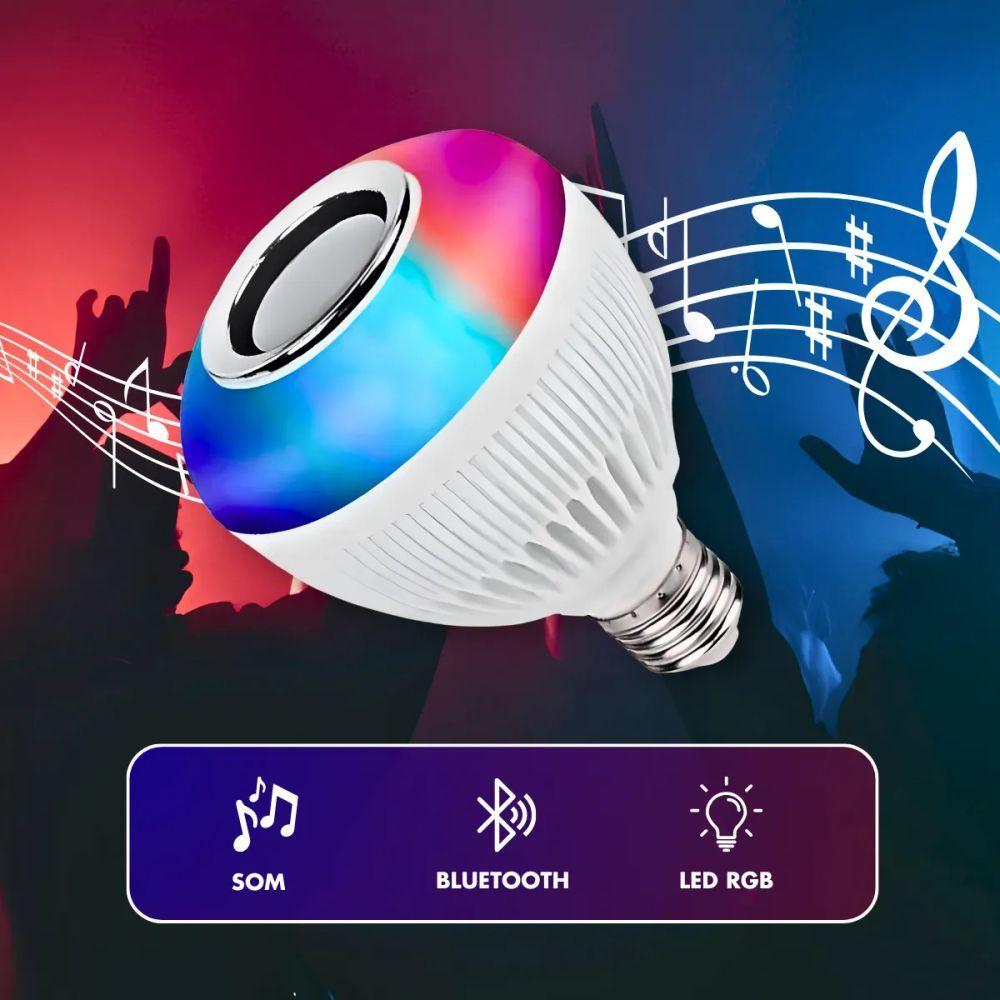 Miniatura Lâmpada Musical Caixa Som 12w Bluetooth Luz Led Rgb Com Cont