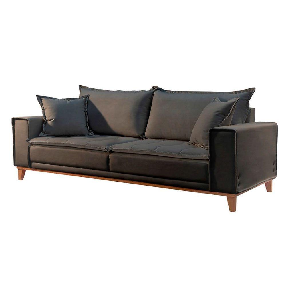 Miniatura Sofá Fixo Aquiles 3 Lugares Luxo 200cm Castellar Móbile Chumbo