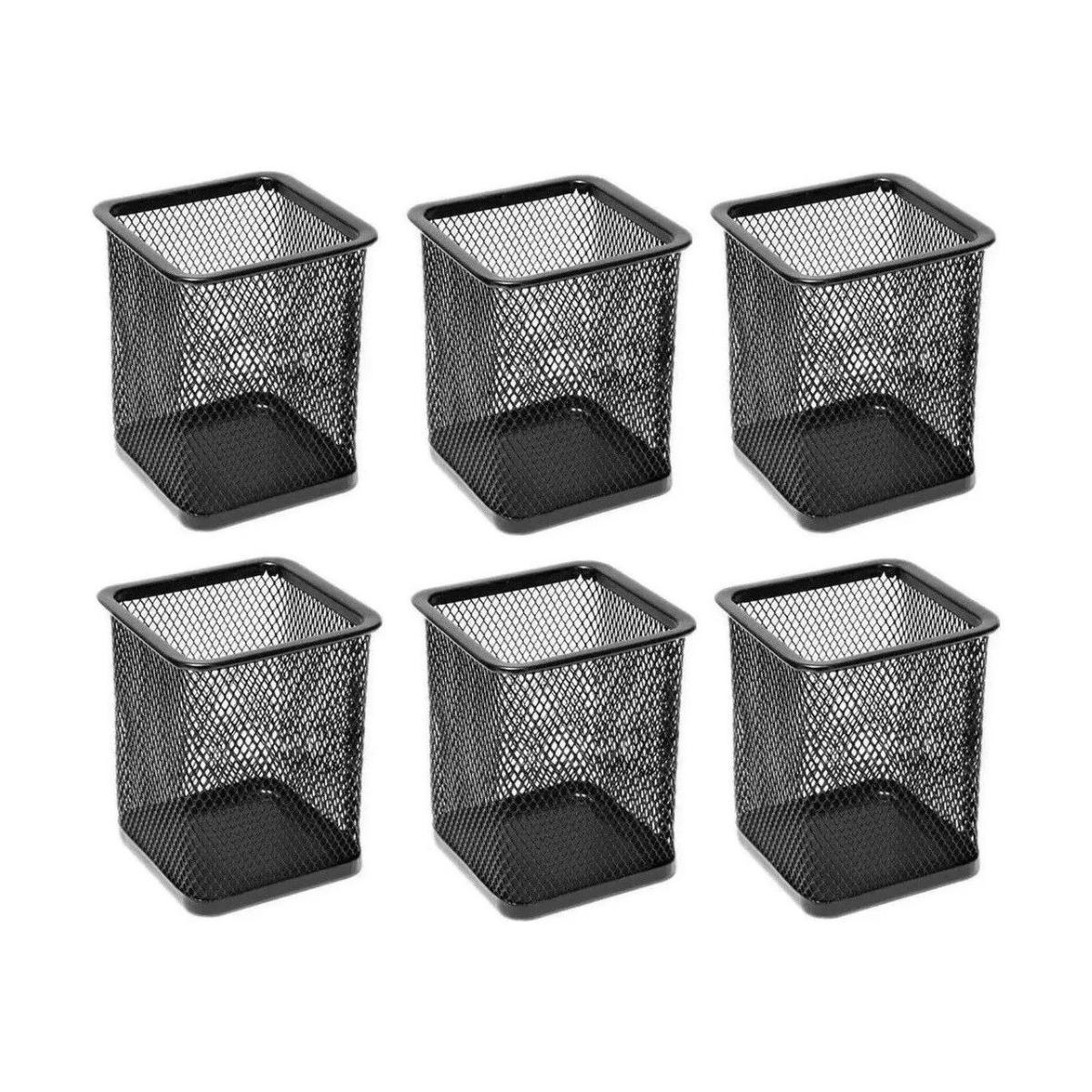 Miniatura Kit 6 Organizador De Escrivaninha Metal Preto - Quadrado