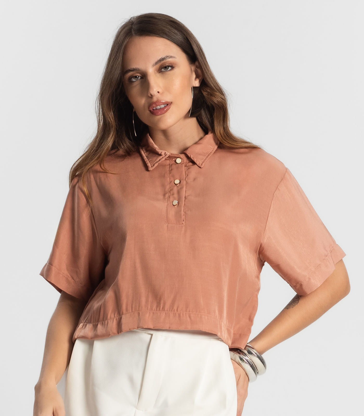 Miniatura Camisa Feminina Manga Curta Endless Marrom G