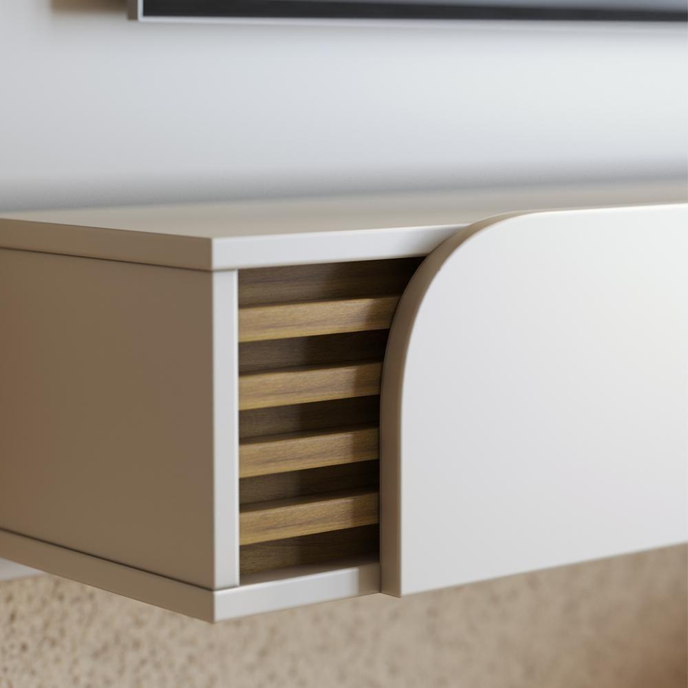 Miniatura Painel Para Tv 60 Pol Bancada Suspensa 160cm Mayer C04 Off White Matte Freijó - Lyam Decor