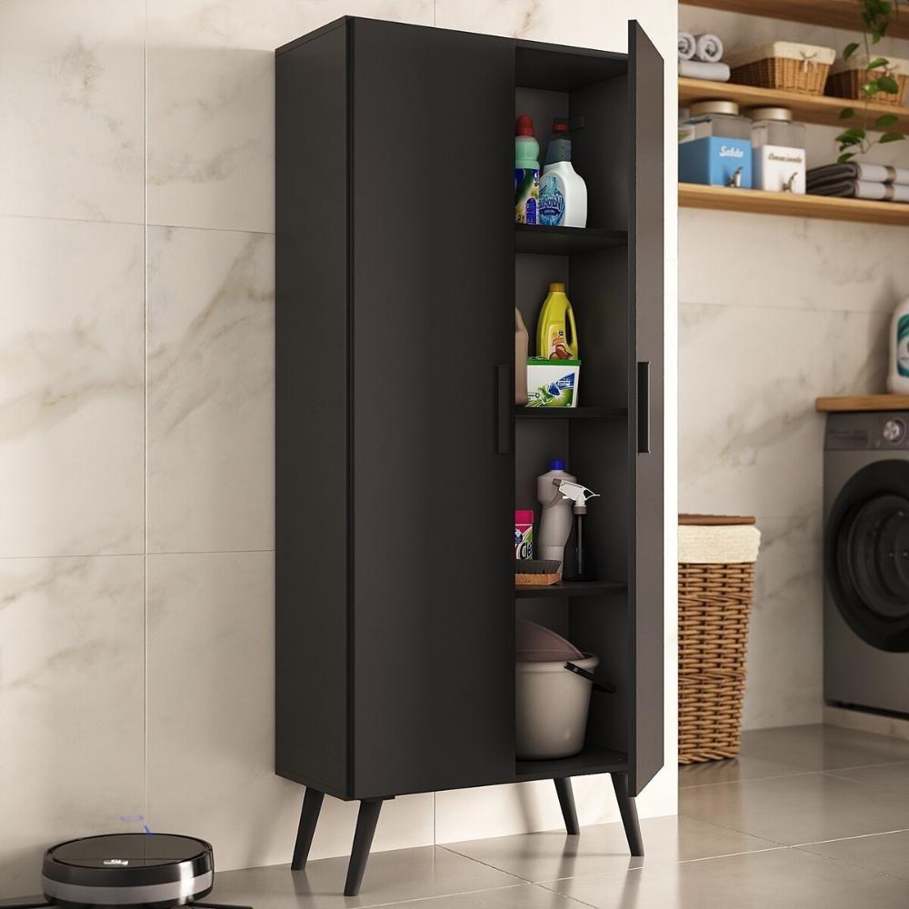 Miniatura Armário De Lavanderia Multiuso 2 Portas 68cm Retrô Urban Multimóveis Mp6038 Preto