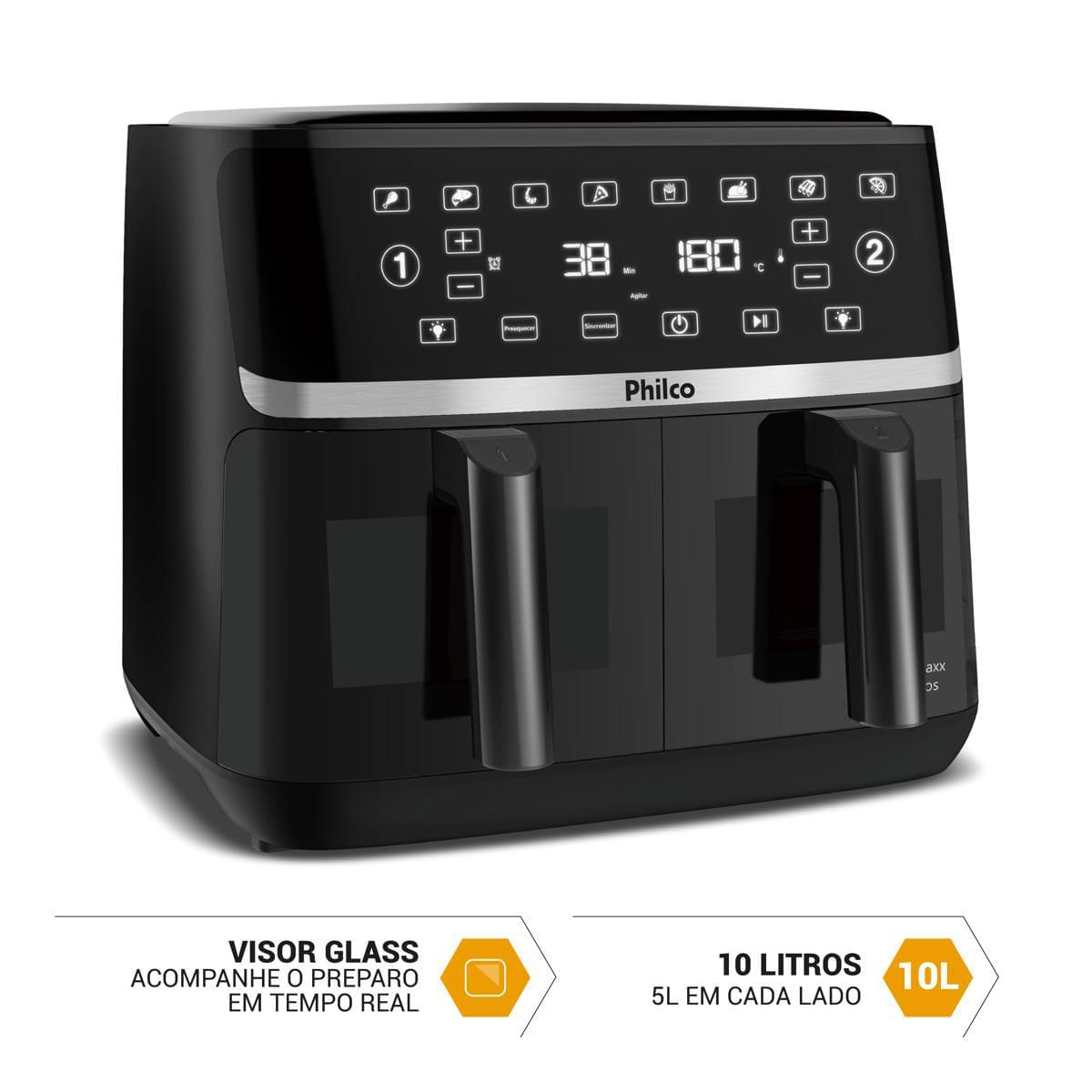 Miniatura Air Fryer Philco 10L Cesto Duplo 2000W PAF10A 127V