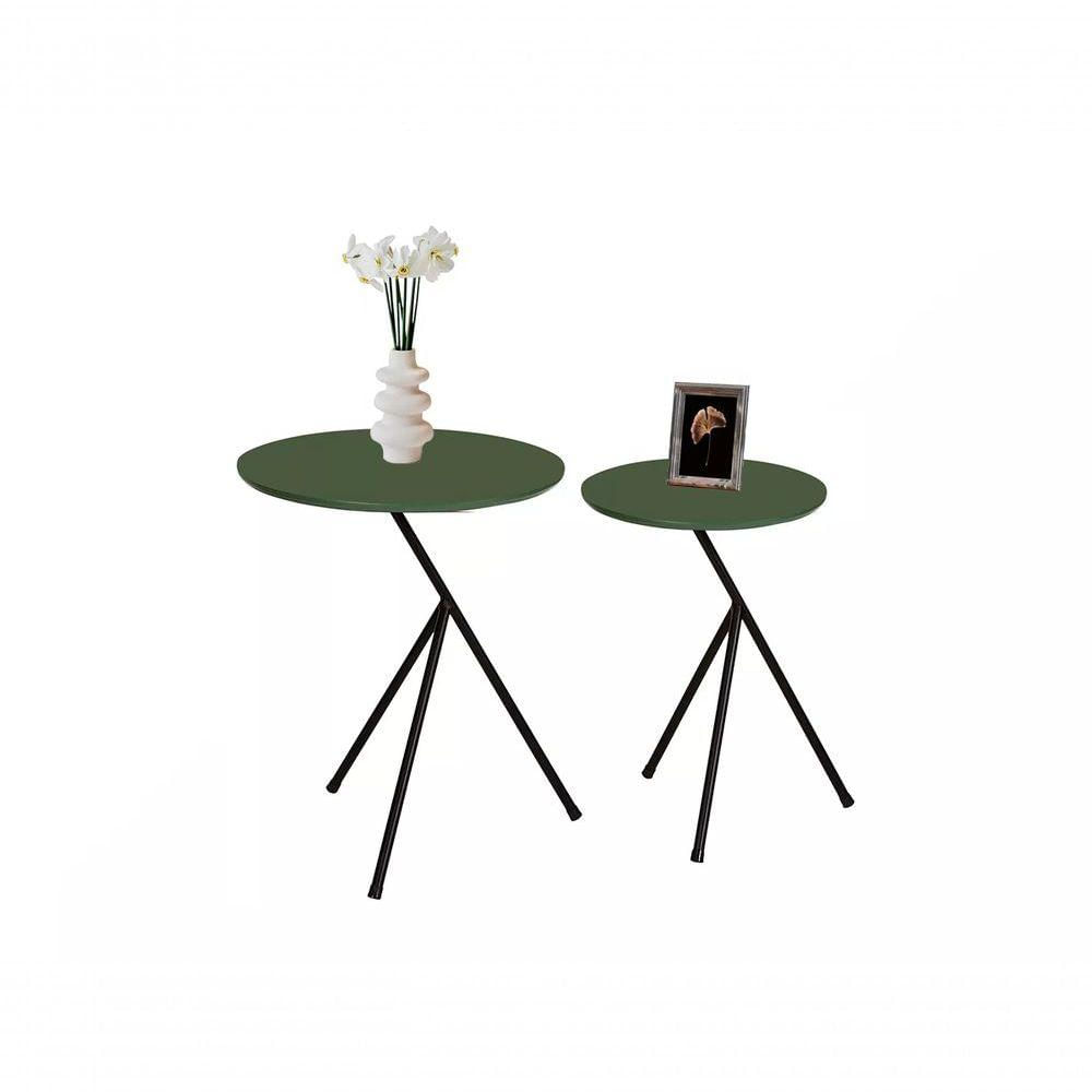 Miniatura Conjunto Mesas De Canto Lateral Mesinha Italy - Verde