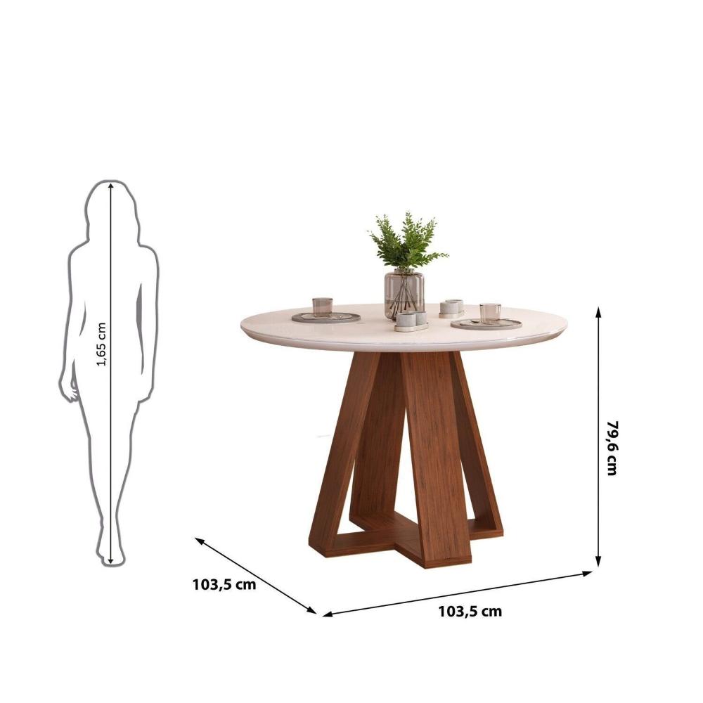 Miniatura Mesa Kiara Redonda com 4 Cadeiras Yasmin Freijo/ Off White/ Lunar
