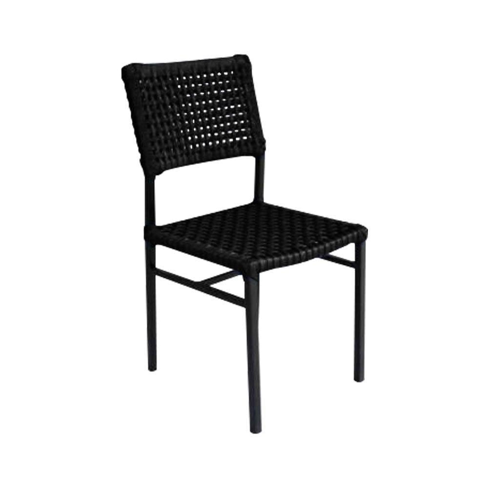 Miniatura Kit 2 Cadeiras França Corda Náutica Base Em Alumínio Preto-preto - Cor: Preto