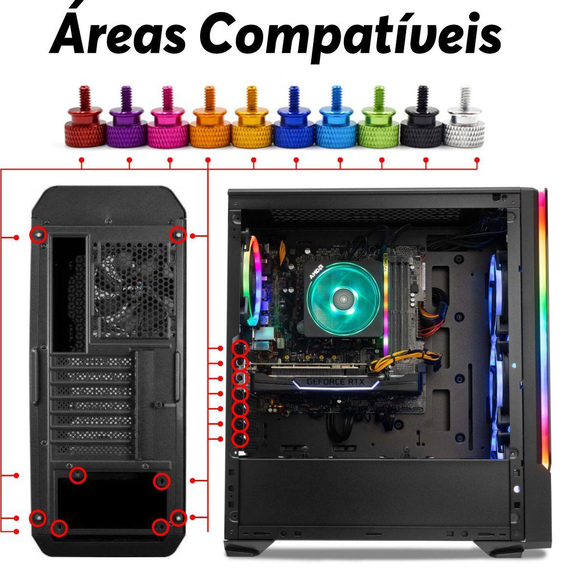 Miniatura Kit 7X Parafuso Para Pc Gamer Colorido Gabinete Computador