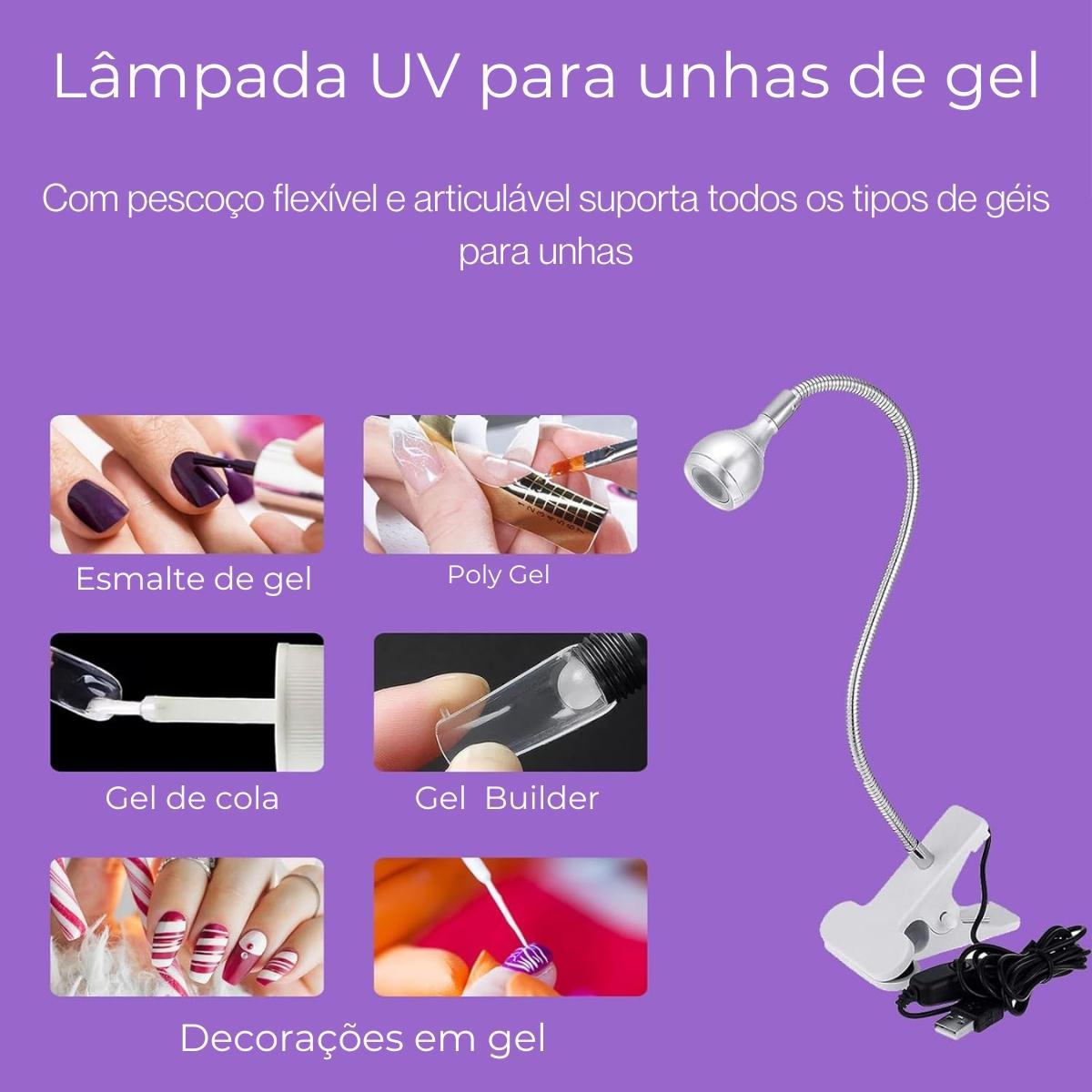 Miniatura Luz Led Uv Lanterna Mesa Com Garra Secagem Unhas Gel Cabine