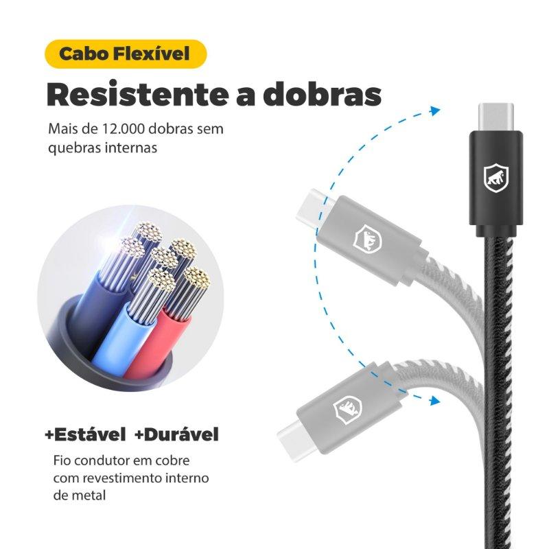 Kit Carregador Portátil Nano Snap Magsafe + Cabo Turbo Militar - USB-A / Tipo C - Gshield