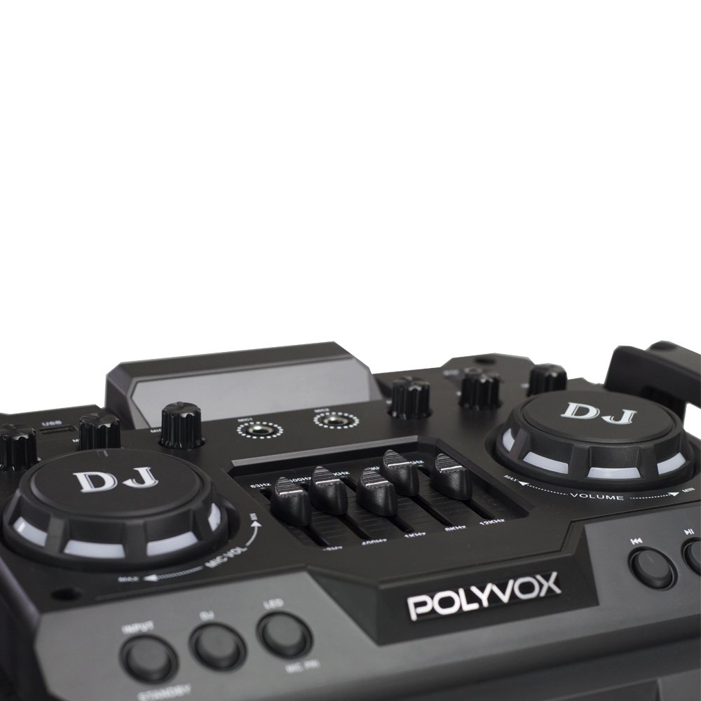 Caixa de Som Bluetooth Torre TWS Polyvox XT1200 com Controle Remoto e Mesa Equalizadora