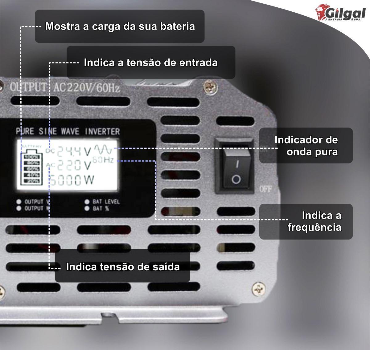 Inversor 5000W 24V 220V Senoidal Pura 10000W Energia Estável