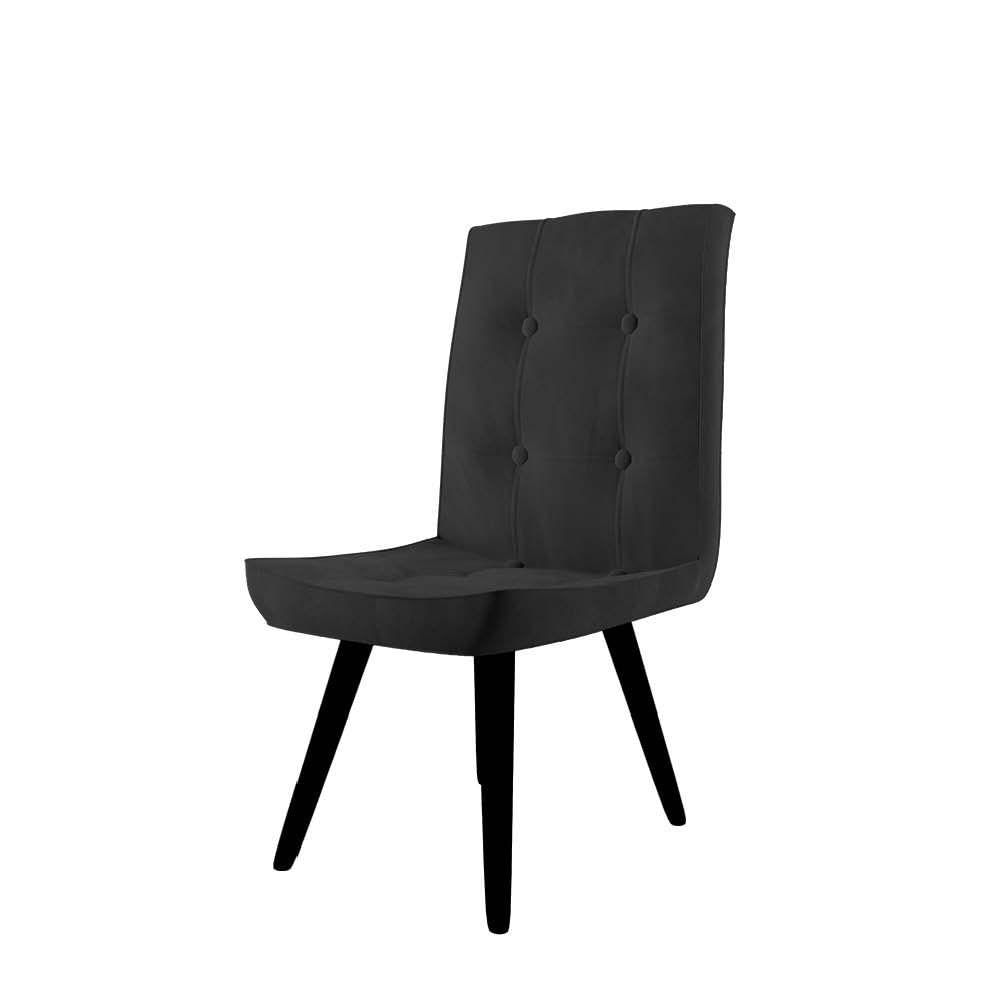 Conjunto 03 Cadeira De Jantar Drop Com Botão Base Pé Palito Preto Suede Preto