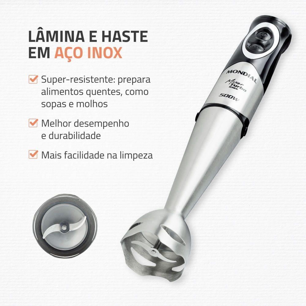 Miniatura Mixer Turbo Inox Mondial Preto Inox 500W M-16-BI Mixer Turbo Inox Mondial