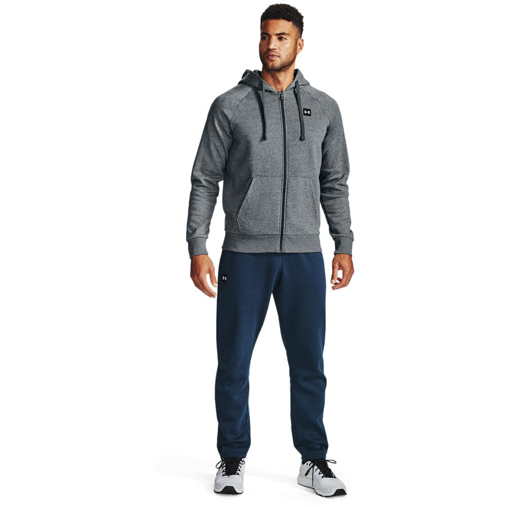 Miniatura Blusa Moletom de Treino Masculina Under Armour Rival Fleece FZ Hoodie Cinza - 2GG
