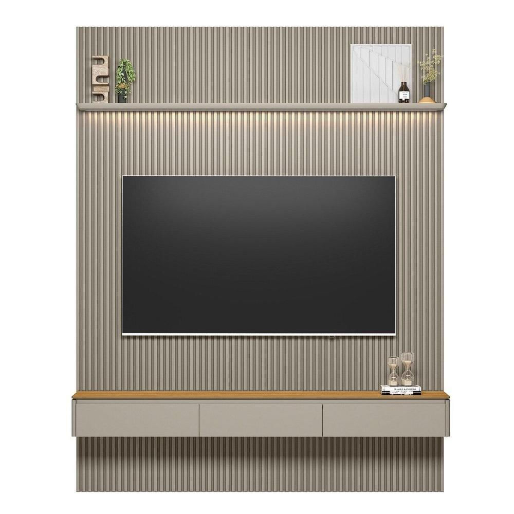 Miniatura Painel para Tv 80 Polegadas com Led Ripado Modular Tauari / Gris Fosco