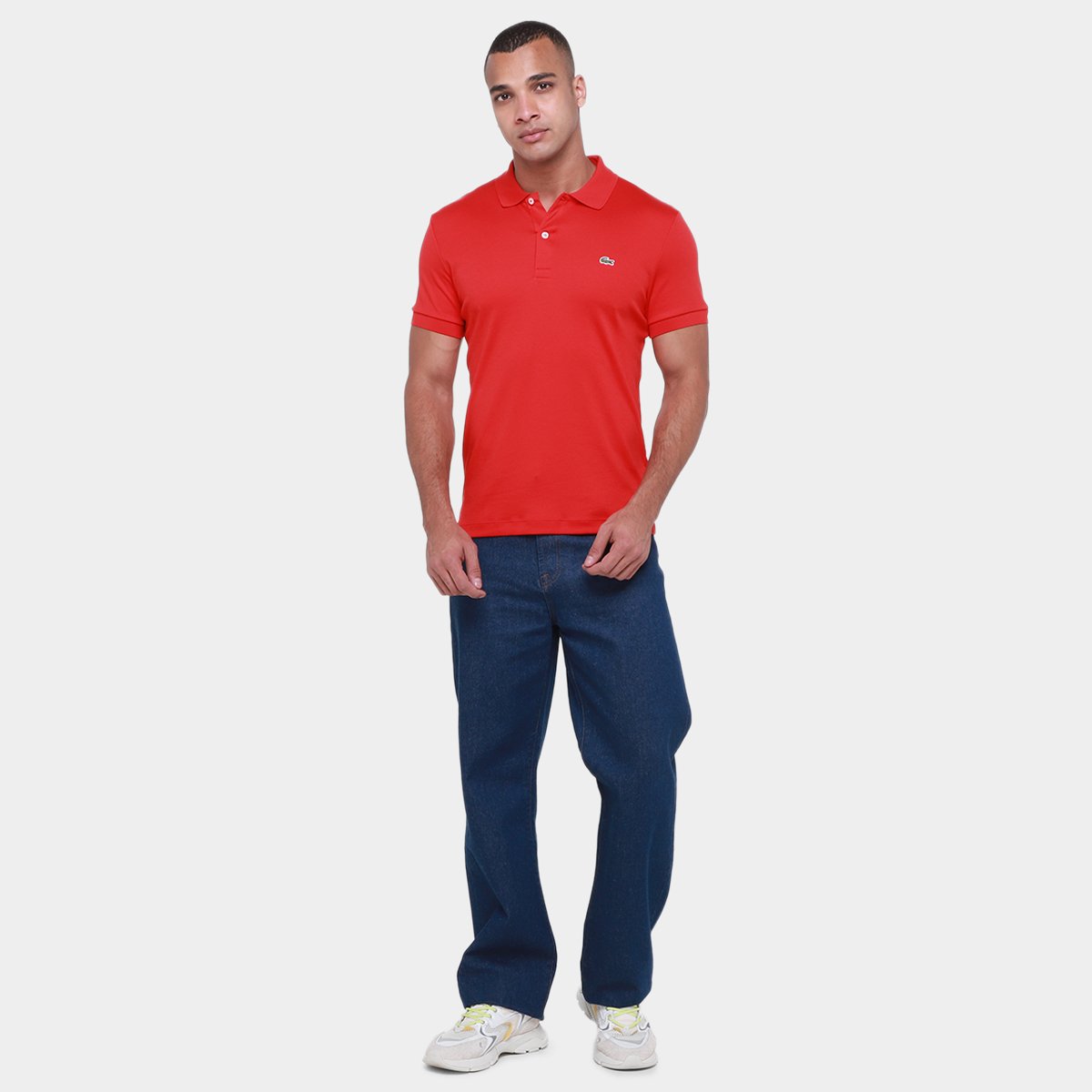 Miniatura Camisa Polo Lacoste Regular Fit Algodão Leve Masculina Vermelho - EEGG