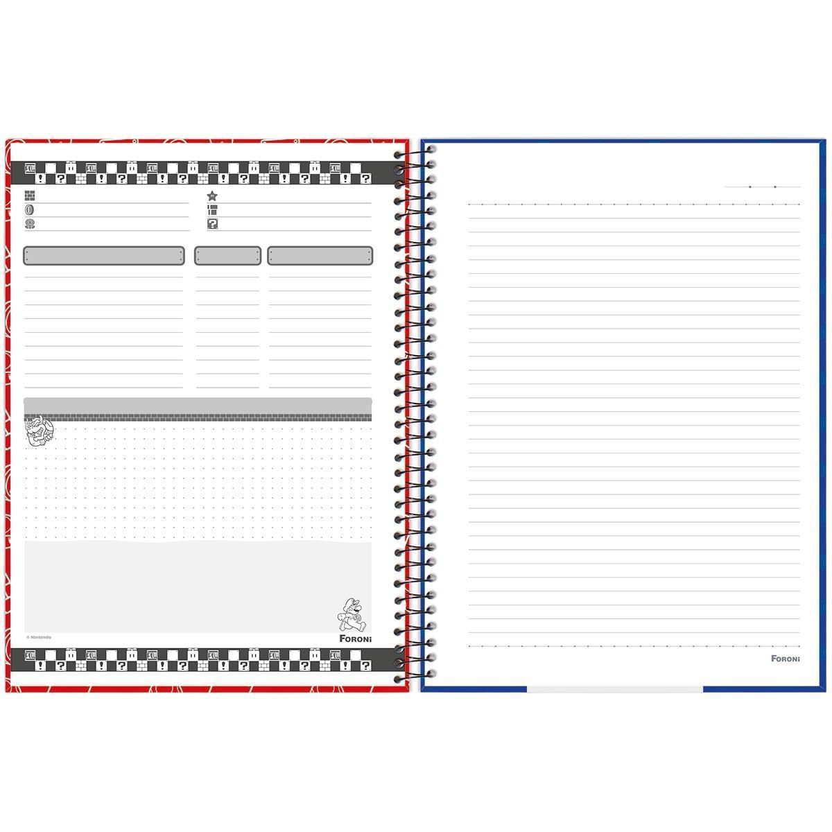 Miniatura Caderno Super Mario Bros Capa Dura Espiral 1 Matéria Escolar