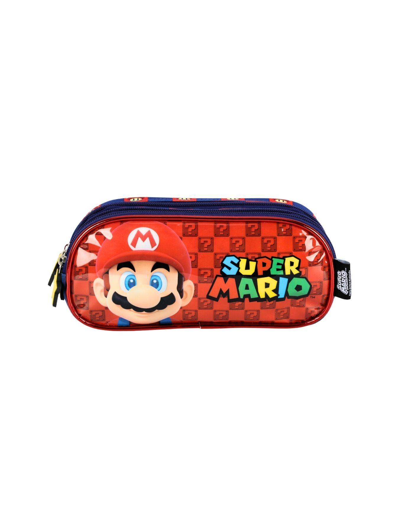 Kit Escola Super Mario Mochila Roda Lancheira Estojo - Azul