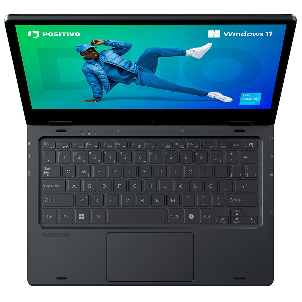 Miniatura Notebook 2 em 1 Positivo Duo C4128E Intel® Celeron® N4500 Windows 11 Home 4GB RAM  128GB eMMC 11” LED HD IPS - Cinza