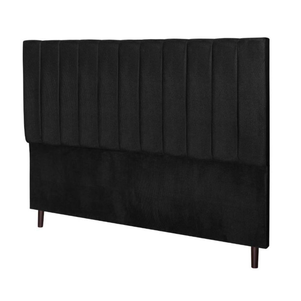 Miniatura Cabeceira Estofada Cama Box Casal 140 Cm Leblon Suede Preto