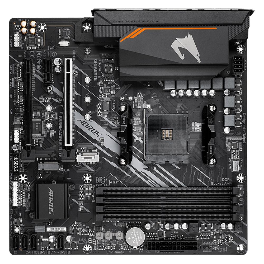 Miniatura Placa-Mãe Gigabyte B550M Aorus Elite Rev. 1.3, AMD AM4, Micro ATX, DDR4, Preto - B550M AORUS ELITE