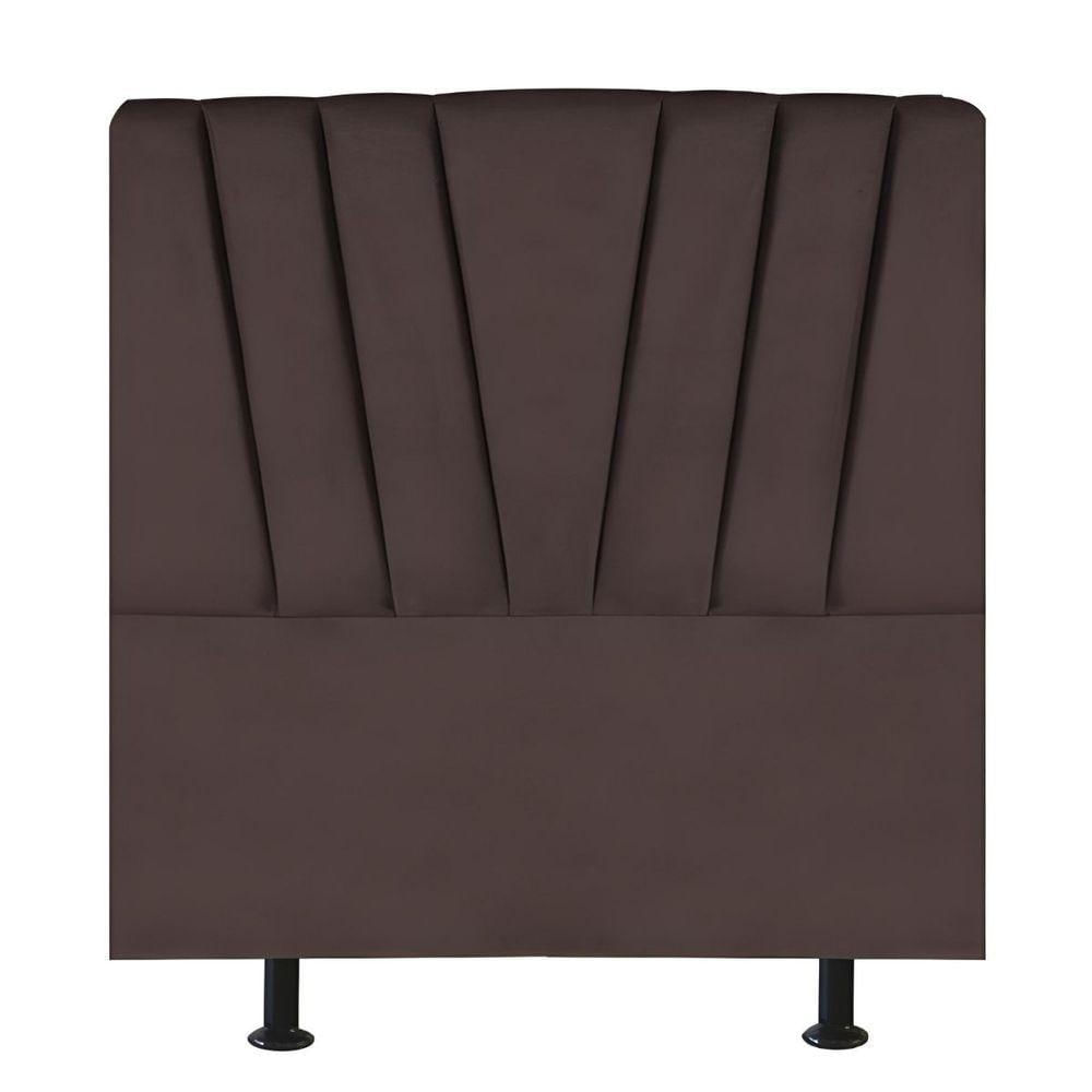 Miniatura Cabeceira Solteiro Cama Box Estofada 90 Cm Lile Suede Marrom