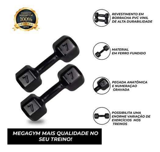 Miniatura Par De Halter Sextavado Emborrachado 5Kg Crossfit Em Casa