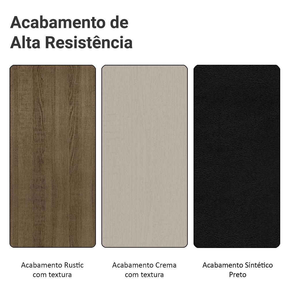Conjunto Sala de Jantar Madesa Talita Mesa Tampo de Madeira 4 Cadeiras - Rustic/Preto/SintPreto Rustic/Preto/Sintético Preto