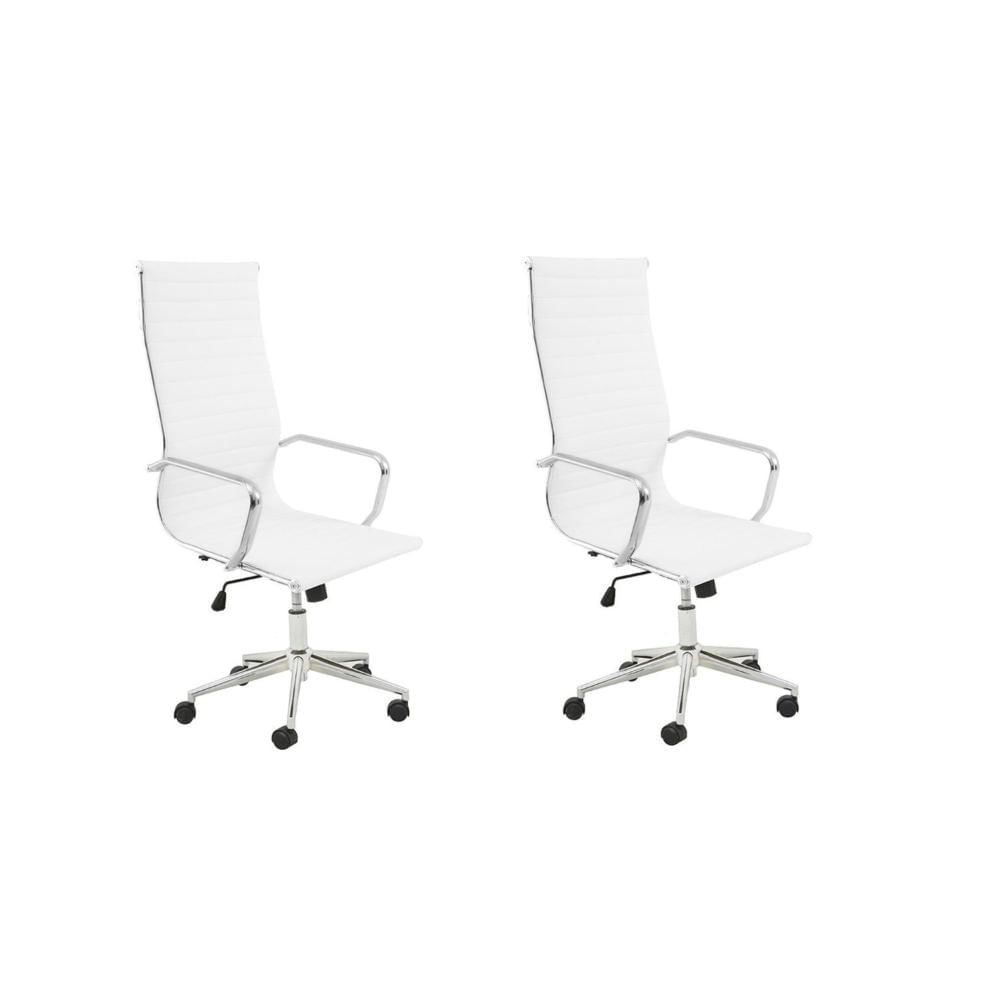 Miniatura Conjunto 2 Cadeiras de Escritório Presidente Giratória Sevilha Alta Rivatti Branco