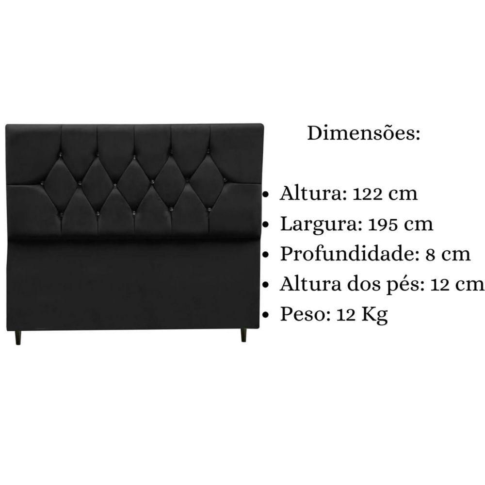 Miniatura Cabeceira Cama Box King 195 Cm Geovana Suede Preto