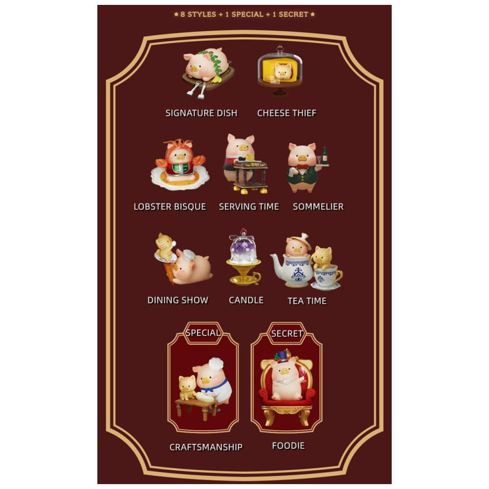 Miniatura Bilnd Box, Caixa Surpresa, Coleção Lulu The Piggy Pigchelin Restaurant da Série 1PC - Brinquedos Colecionáveis Fofos Surpresa de Porquinho, Maidimiao