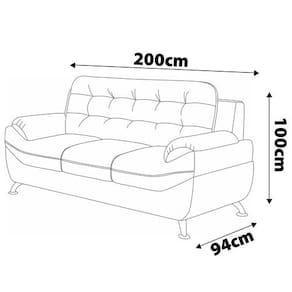 Miniatura Conjunto Sofá 2 e 3 Lugares Linoforte Mercury Revestido em Tecido Suede Encosto Fixo Areia