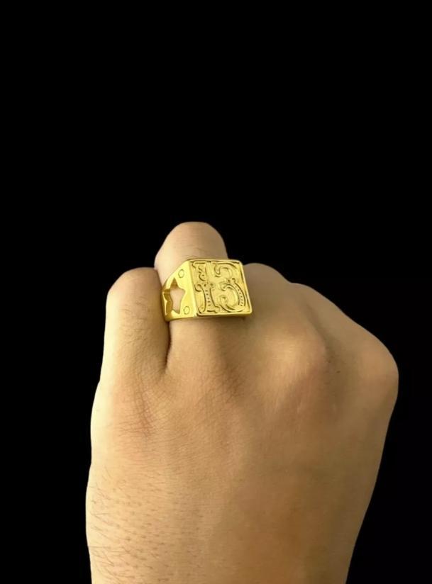 Miniatura Anel Da Sorte Número 13 Banhado A Ouro 18K Luxo