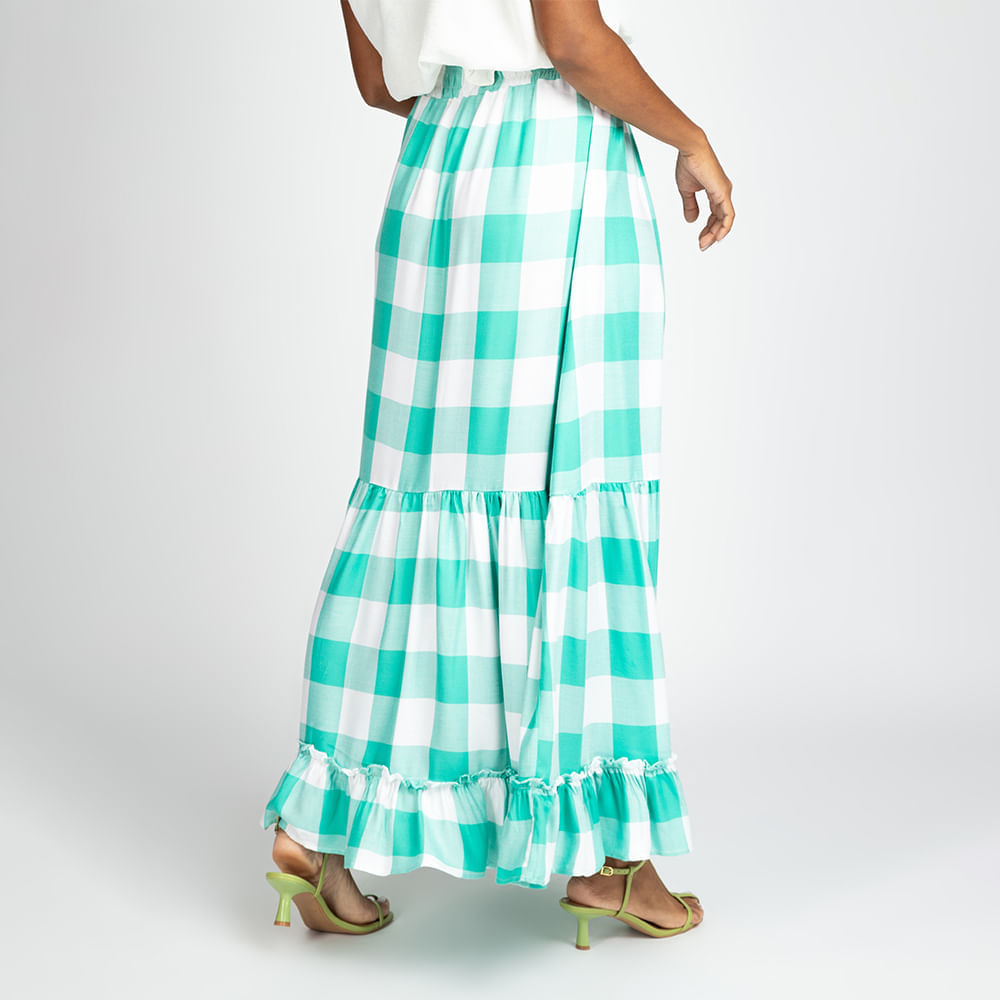 Saia Longa Evase com Recorte - Verde G