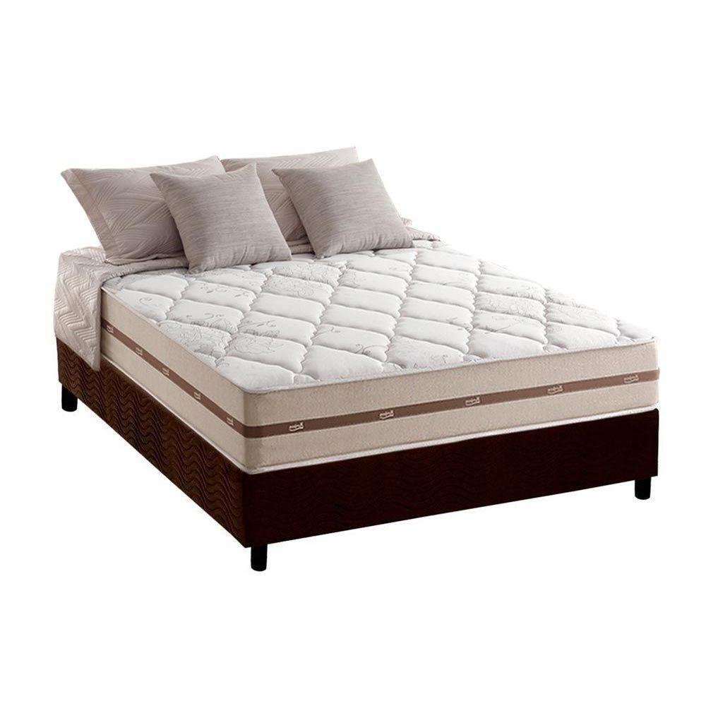Miniatura Cama Box Casal: Colchão Molas Ensacadas Anjos Masterpocket Classic + Base Crc Suede Brown(138X188)