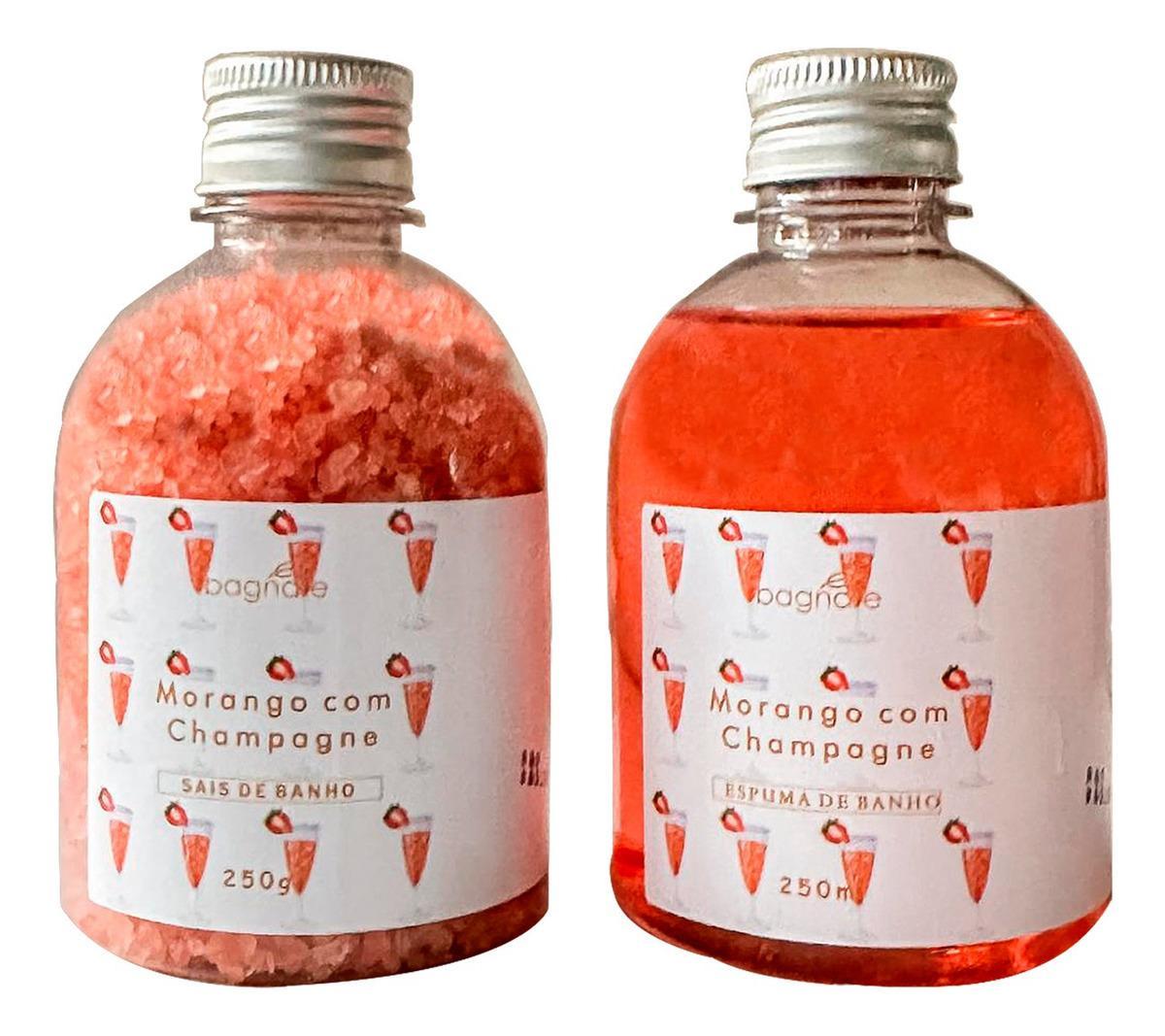 Miniatura Kit Sal De Banho E Espuma Banheira Morango Champagne Romance