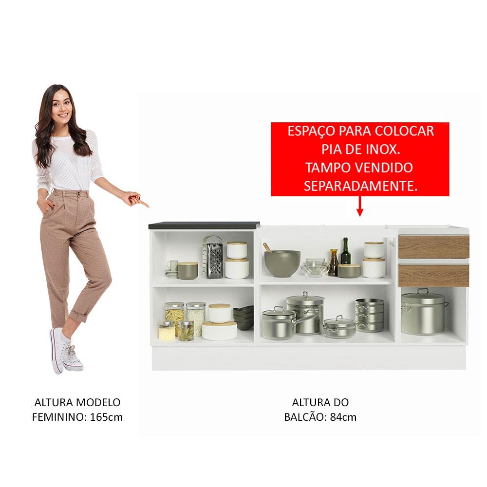 Miniatura Kit com 2 Balcões de Cozinha Madesa Acordes 100% MDF (Sem Tampo e Pia) Branco/Rustic Branco/Rustic