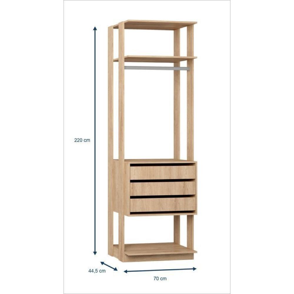Guarda Roupa Closet 3 Gavetas 1 Cabideiro e Prateleiras Be Mobiliário Nature