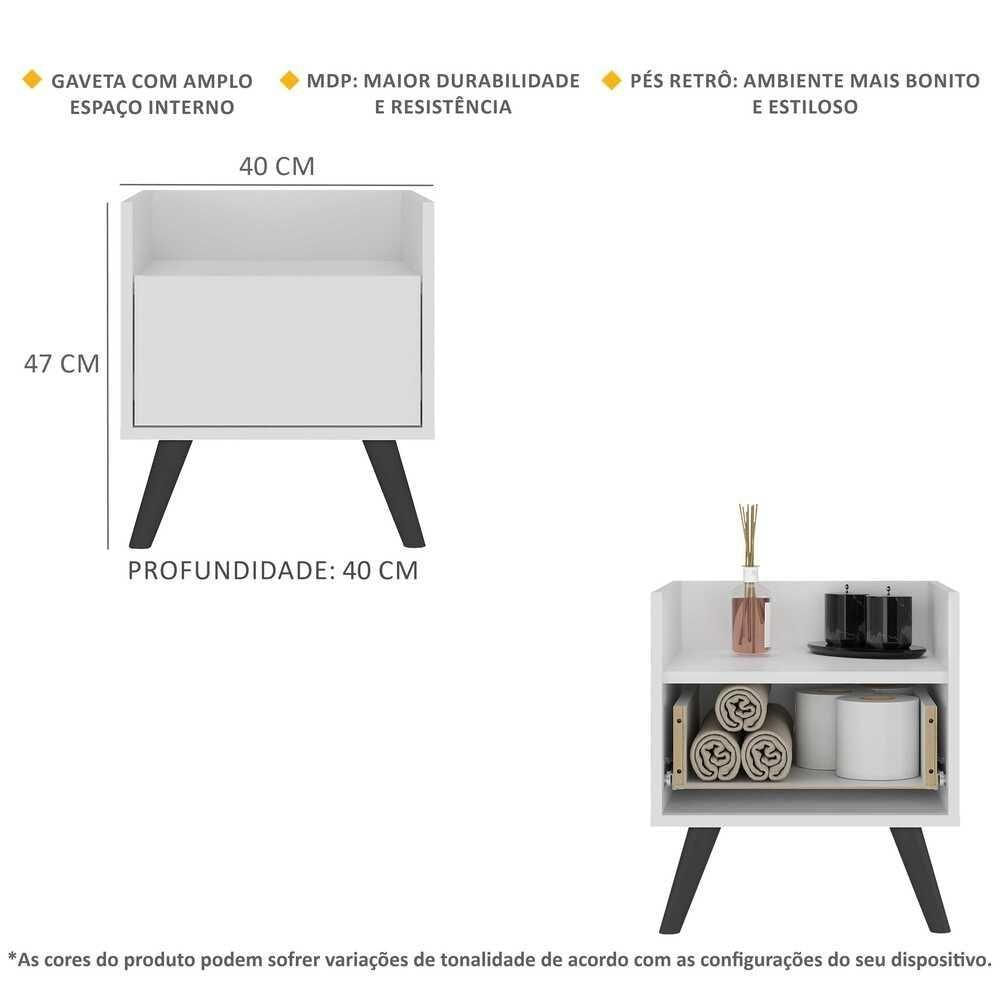Miniatura Gabinete Armário Banheiro 40Cm Retrô Multimóveis V5037 Branco/Preto Branco/Preto