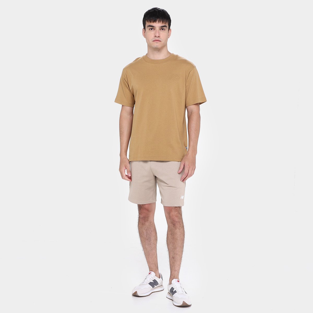 Miniatura Camiseta New Balance Logo Embossed Masculina Bronze - G