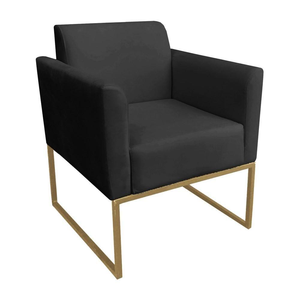 Miniatura Poltrona Base Industrial Dourada Maressa S07 Suede Preto