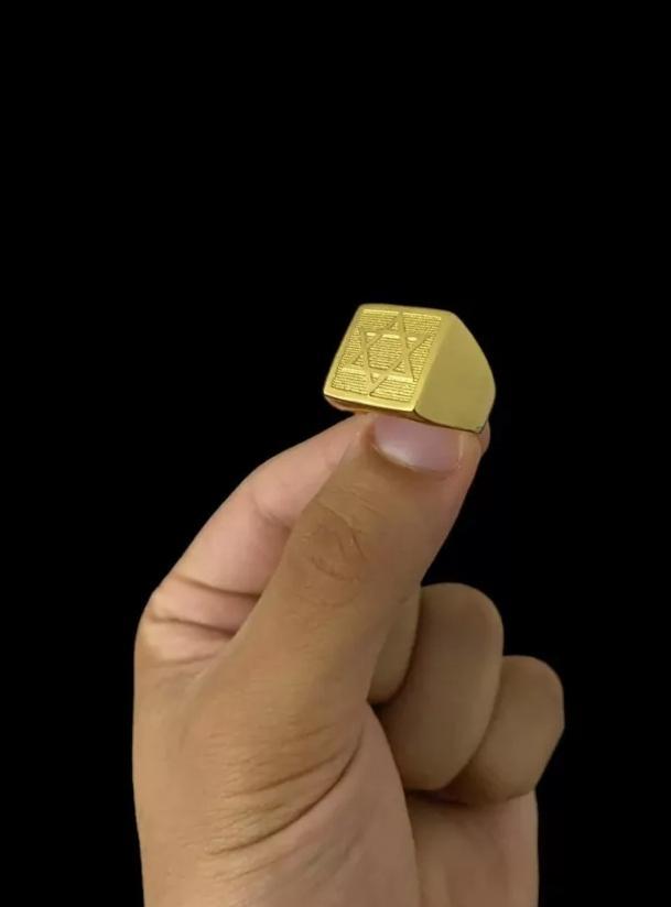 Miniatura Anel Estrela De Davi Regulável - Banhado A Ouro 18K