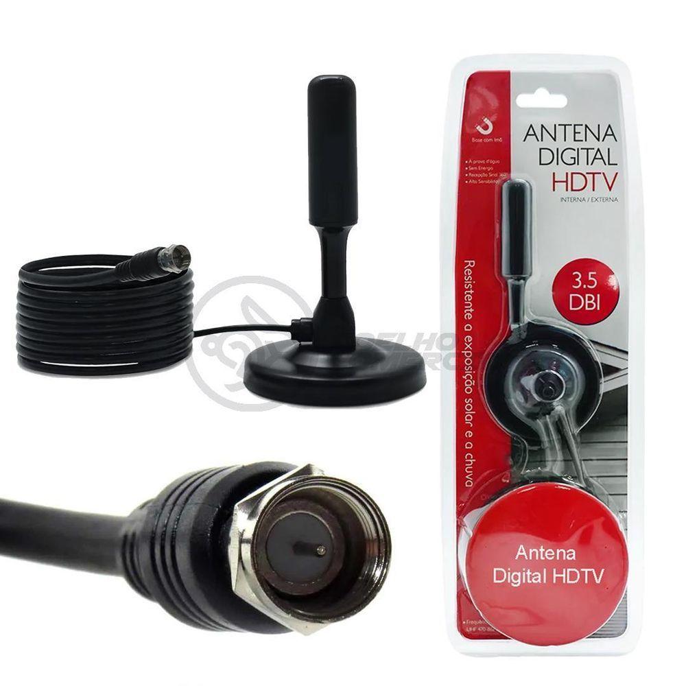 Miniatura Antena Digital Portátil Interna E Externa Full Hdtv Vhf 4K