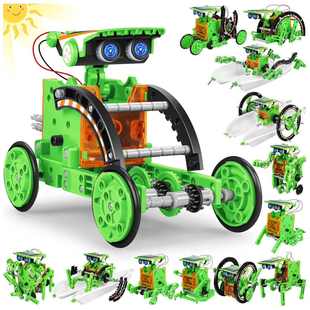 Miniatura Robô Educacional STEM 13-EM-1 Movido A Energia Solar Para Crianças De 8 A 12 Anos, Kit Científico DIY Para Experimentos Robóticos.