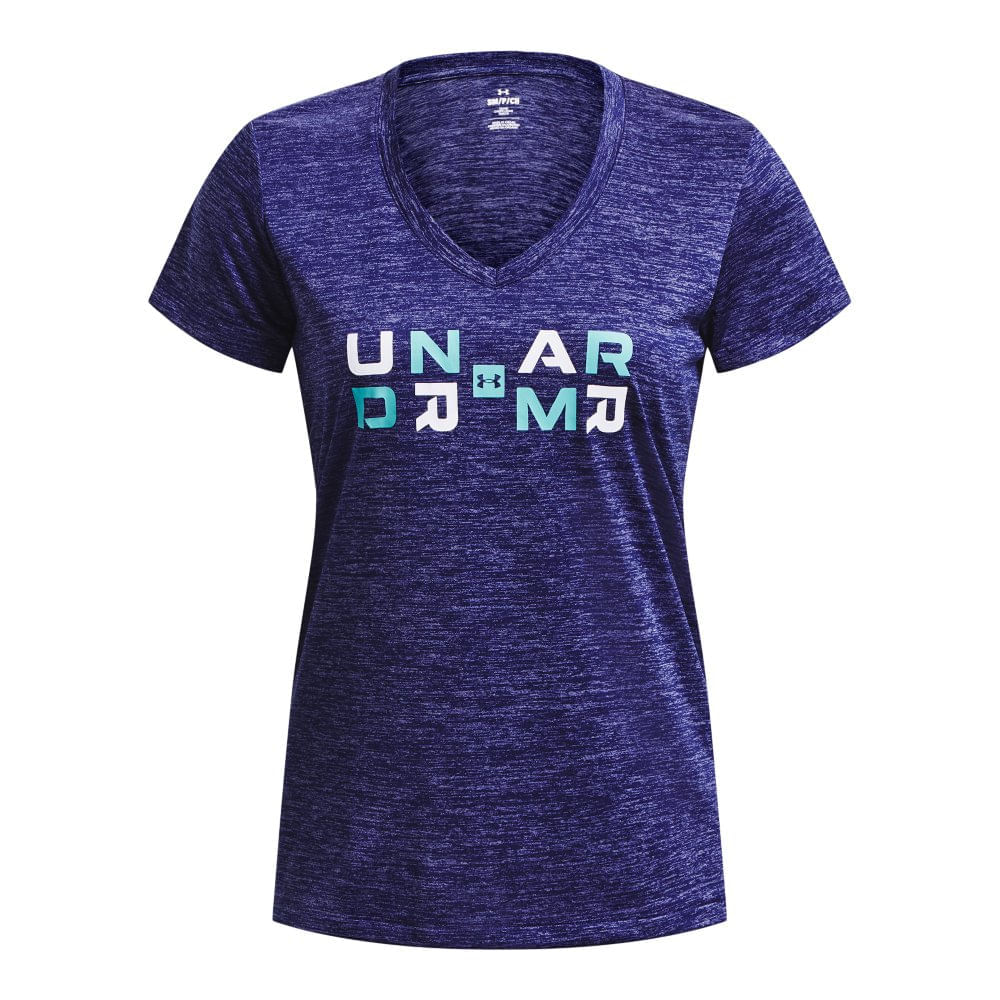 Miniatura Camiseta de Treino Feminina Under Armour Tech Twist Graphic Azul - G