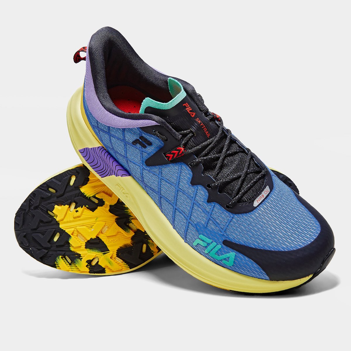 Miniatura Tênis Fila Racer Skytrail Feminino Azul+Roxo - 34