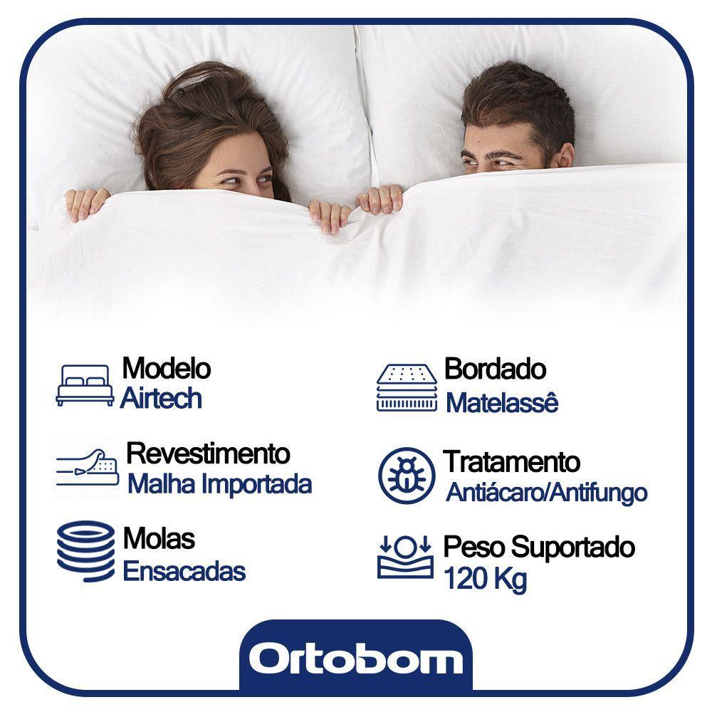 Miniatura Cama Box Casal Suede + Colchão Casal Ortobom Airtech Molas Springpocket (65x138x188) Marrom